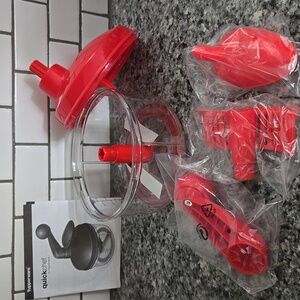 Quick Chef by Tupperware Red Chili Manual Food Processor Chopper Mixer New